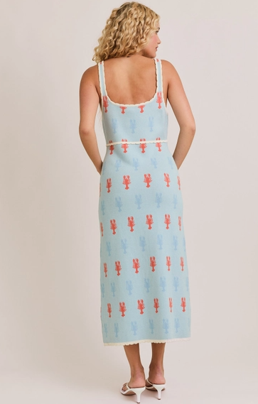 Lobster Square Neck  Sweater Midi Dress