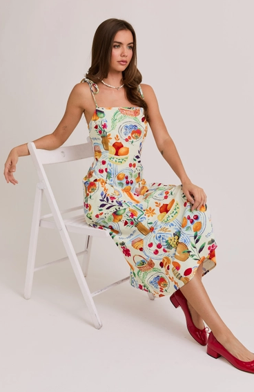 'The Meal" Tie Midi Dress