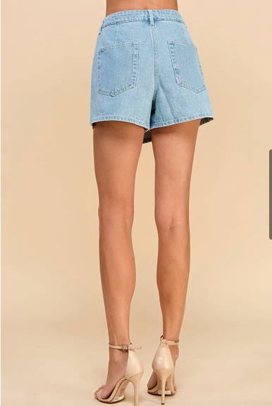 Light Denim Asymmetrical Skort