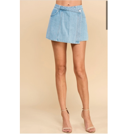 Light Denim Asymmetrical Skort