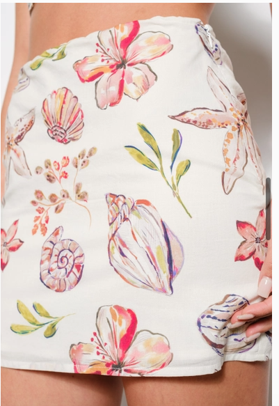 Shell Print Mini Skirt