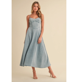 Klesis Denim Paneled A-Line Midi Dress