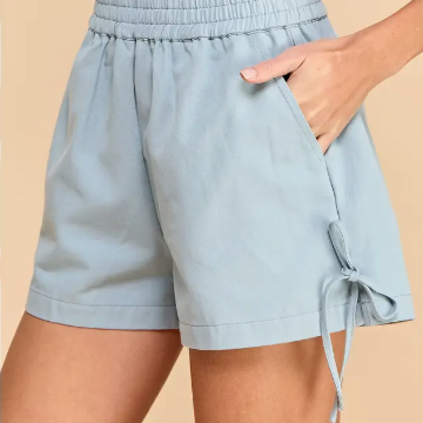 TCEC Denim Shorts with Side Pocket and Bow Tie