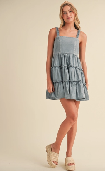 Klesis Tiered Mini Dress with Elastic Straps