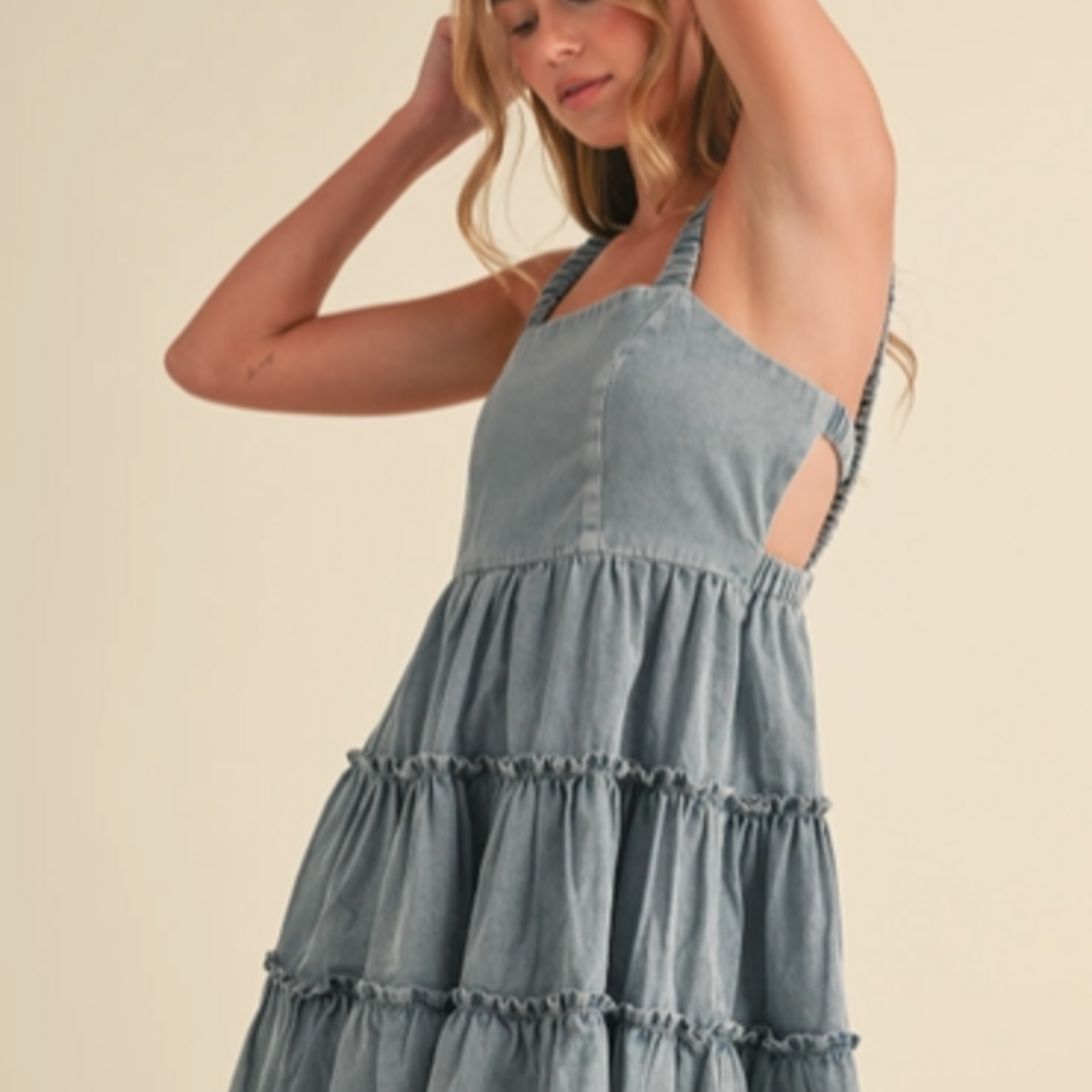 Tiered Mini Dress with Elastic Straps