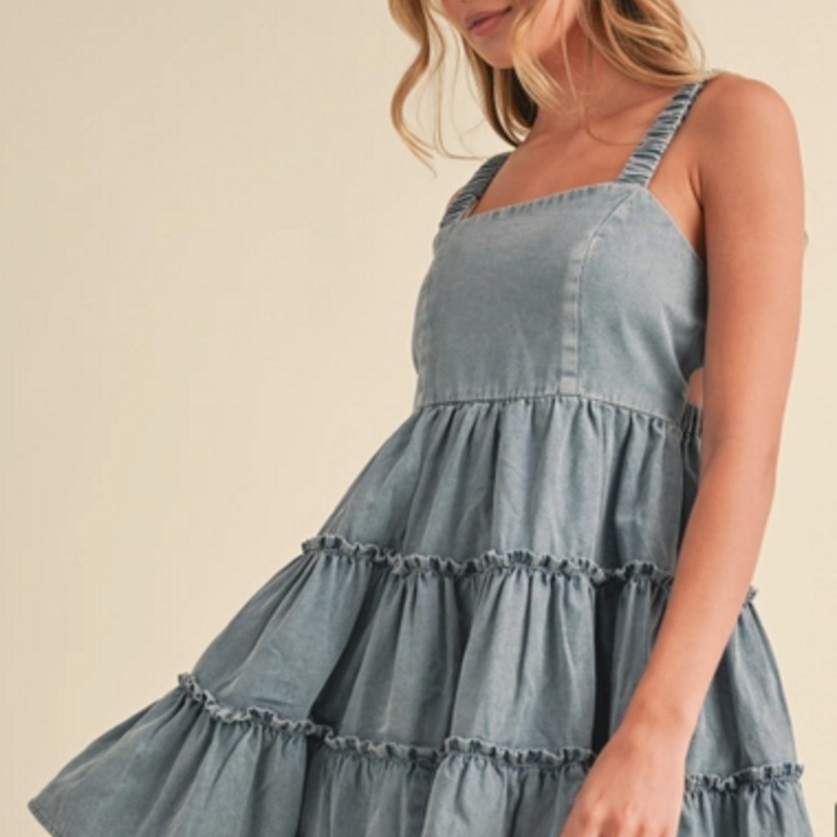 Tiered Mini Dress with Elastic Straps