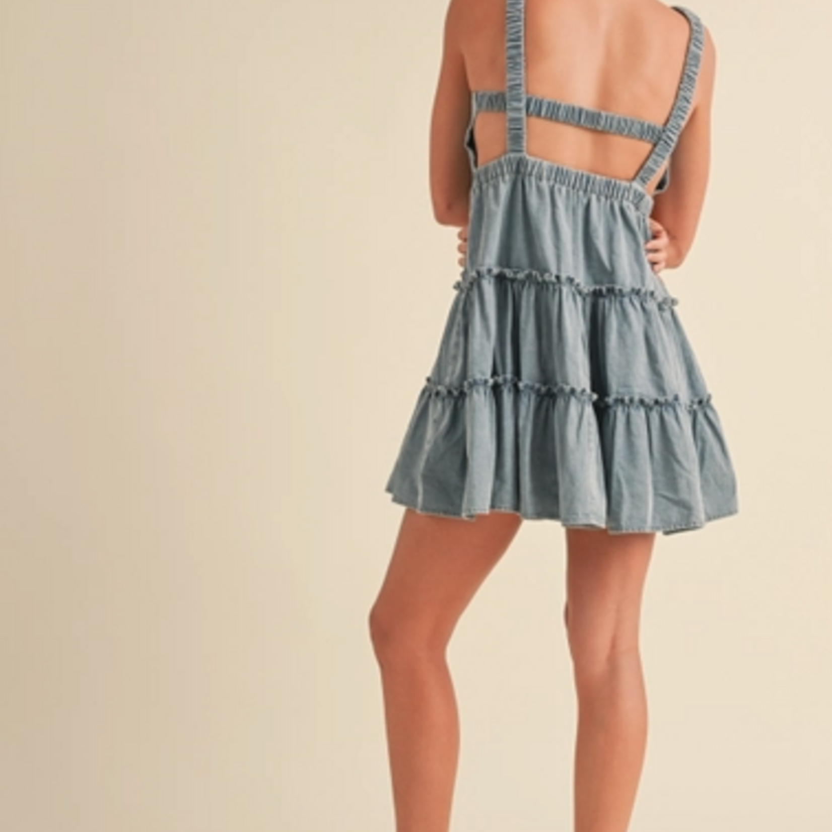 Tiered Mini Dress with Elastic Straps