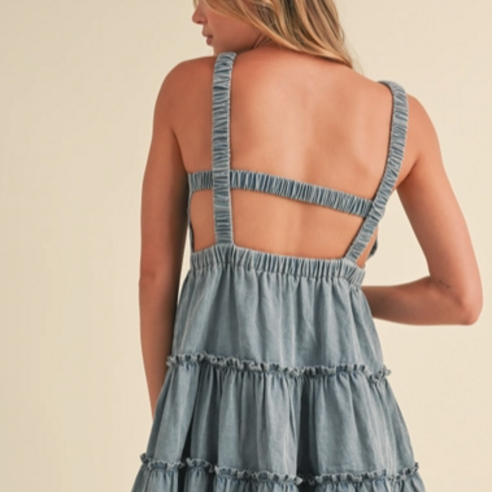 Tiered Mini Dress with Elastic Straps