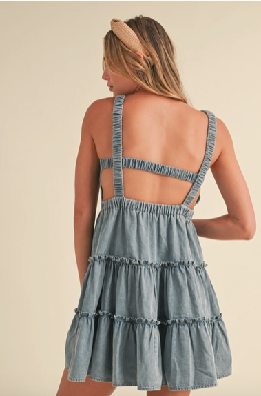 Klesis Tiered Mini Dress with Elastic Straps