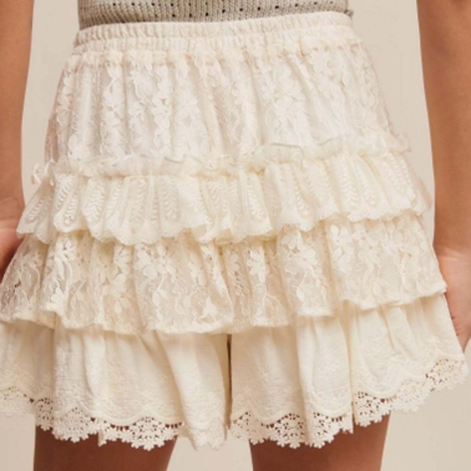 Lace Shorts with Ruffle Details