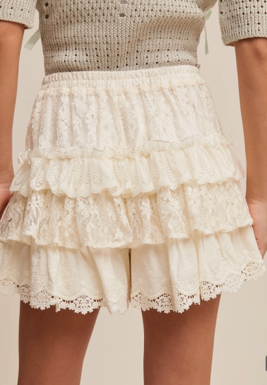 Lace Shorts with Ruffle Details