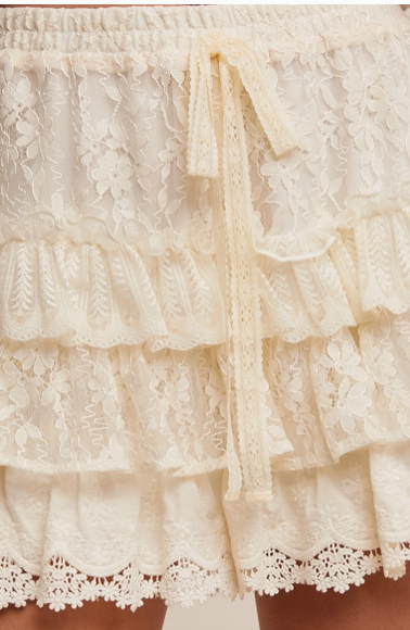 Lace Shorts with Ruffle Details