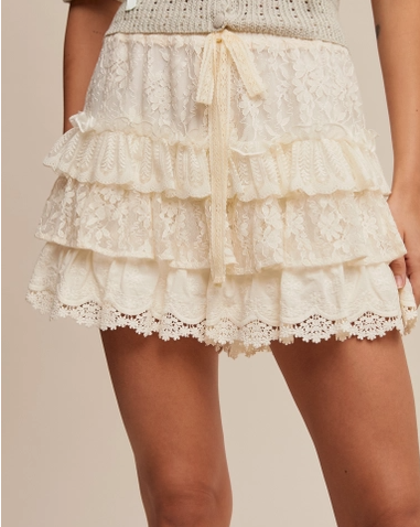 Lace Shorts with Ruffle Details