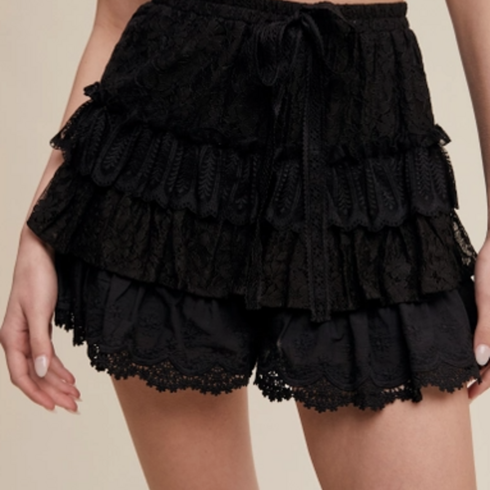 Lace Shorts with Ruffle Details