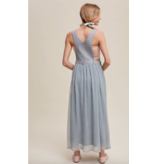 Dusty Blue Cotton Maxi Overall Dress