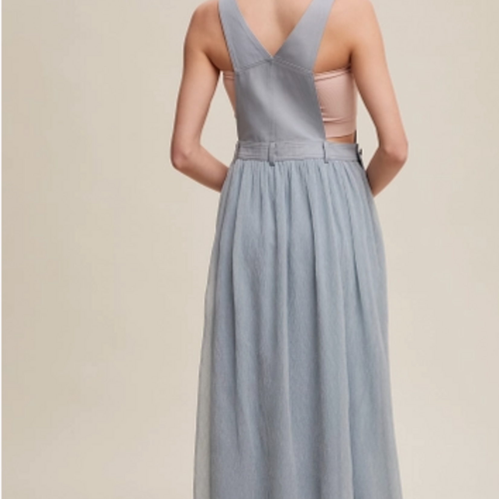 Dusty Blue Cotton Maxi Overall Dress