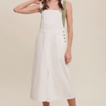 White Denim Overall Midi Dress
