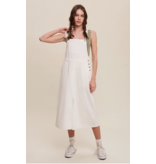 White Denim Overall Midi Dress