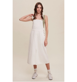 White Denim Overall Midi Dress
