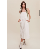 White Denim Overall Midi Dress