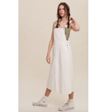 White Denim Overall Midi Dress
