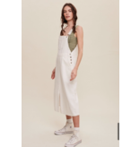White Denim Overall Midi Dress