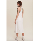 White Denim Overall Midi Dress