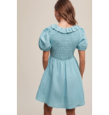 Light Blue Ruffled Smocked Dress