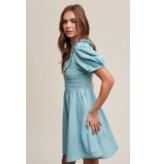 Light Blue Ruffled Smocked Dress