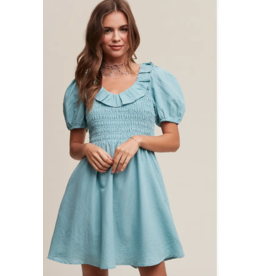 Light Blue Ruffled Smocked Dress