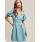 Light Blue Ruffled Smocked Dress
