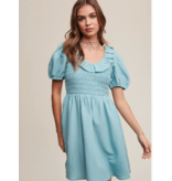 Light Blue Ruffled Smocked Dress
