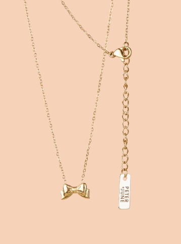 Peter and June Tiny Bow Necklace 18k Gold Plated