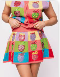 Queen of Sparkles Colorblock Strawberry Skirt