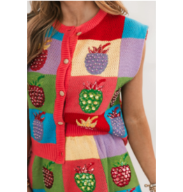Queen of Sparkles Colorblock Strawberry Vest