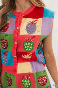 Queen of Sparkles Colorblock Strawberry Vest
