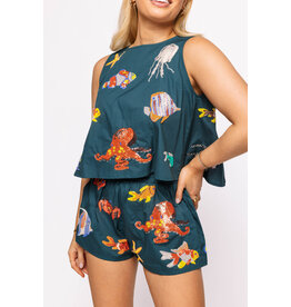 Queen of Sparkles Navy Under the Sea Icon Button Back Tank