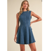 Klesis Open Back Denim Dress with Back Bow