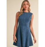 Klesis Open Back Denim Dress with Back Bow