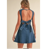 Klesis Open Back Denim Dress with Back Bow