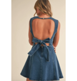 Klesis Open Back Denim Dress with Back Bow
