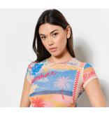 Beach Print Mesh Baby Tee