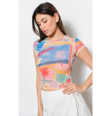 Beach Print Mesh Baby Tee