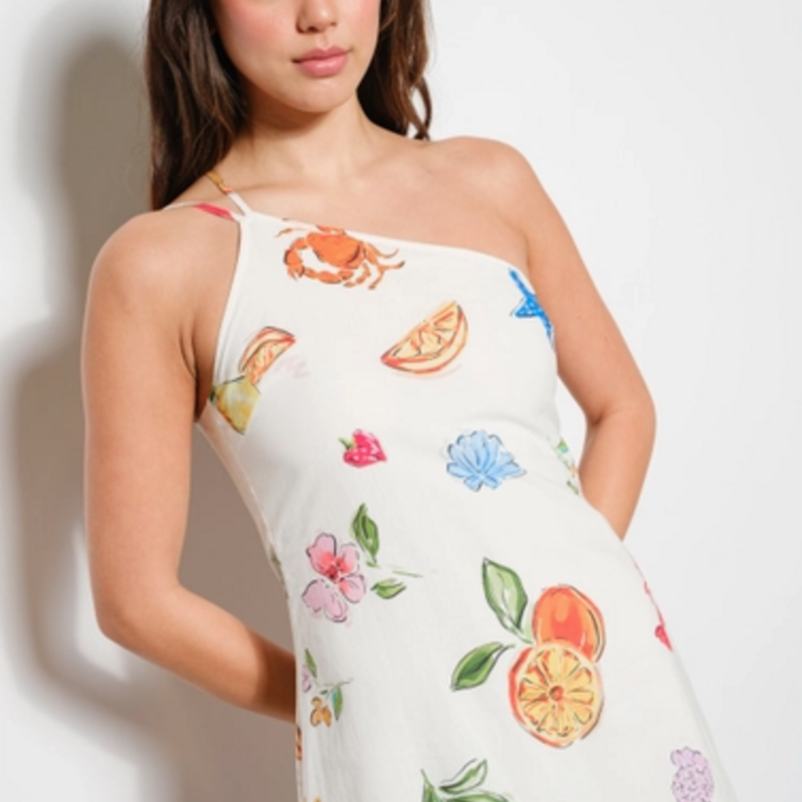 Summer Print One Shoulder Mini Dress