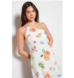 Summer Print One Shoulder Mini Dress