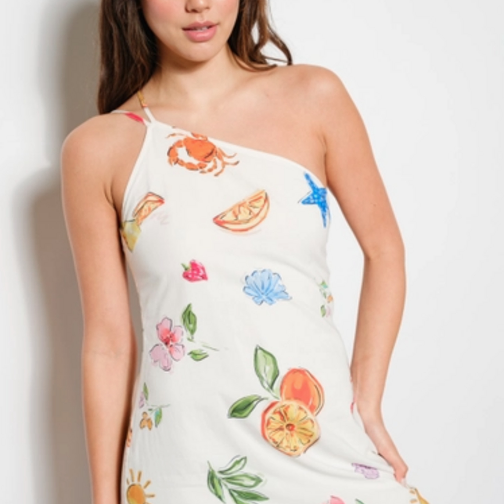 Summer Print One Shoulder Mini Dress