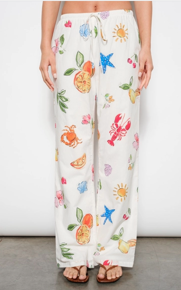 Summer Print Drawstring Pants