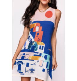 Queen of Sparkles Coastal House Scene Knit Tank Dress