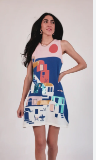 Queen of Sparkles Coastal House Scene Knit Tank Dress