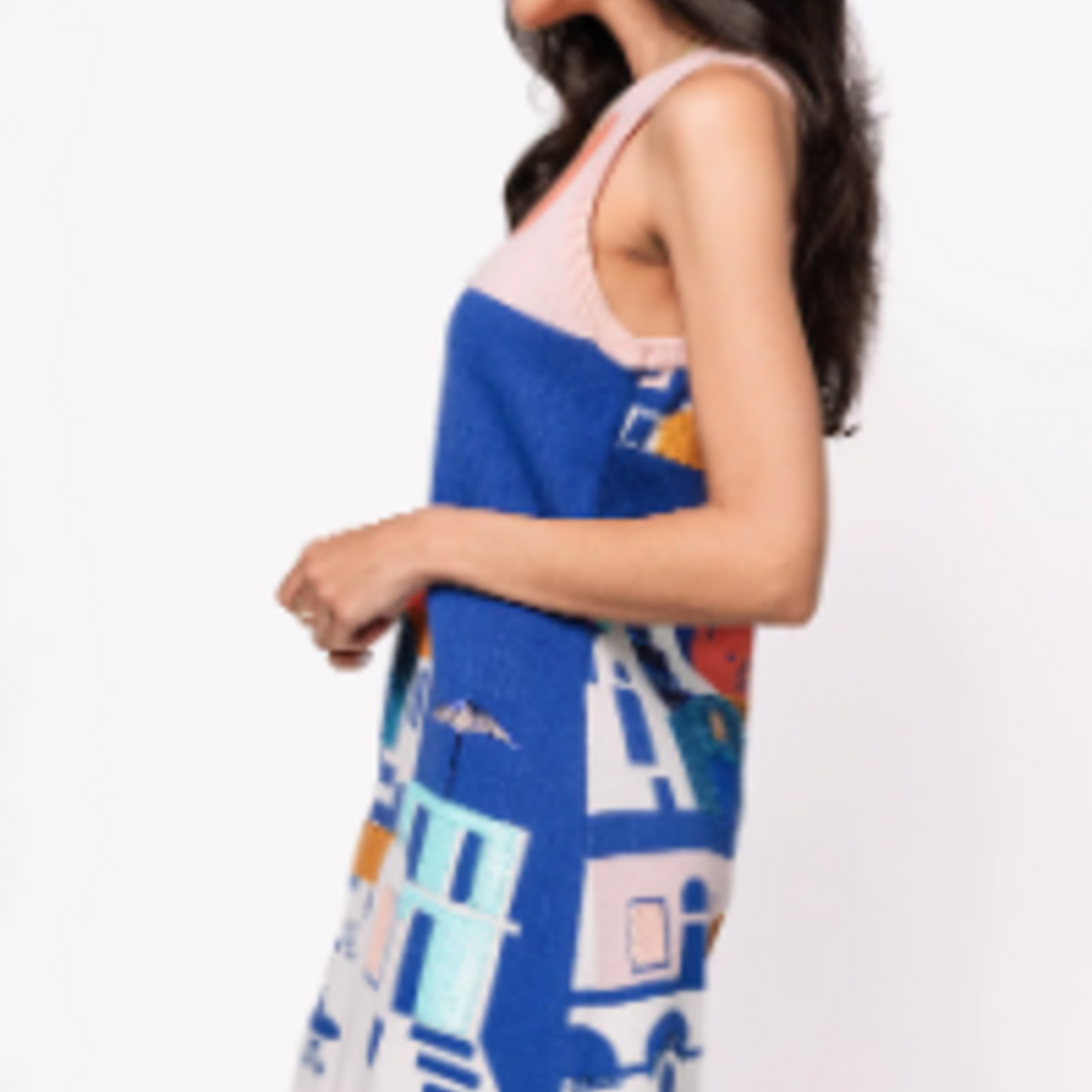 Queen of Sparkles Coastal House Scene Knit Tank Dress